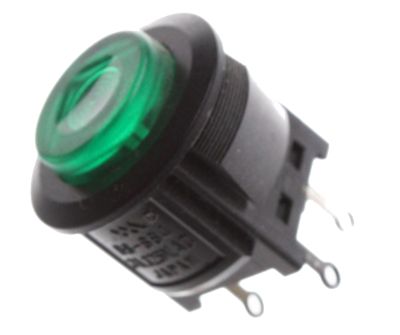 Tryckknapp med LED-indikator, stängande 1xAV-PÅ, 3A 125Vac grön