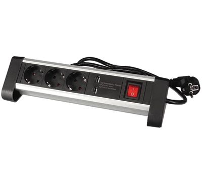 Schuko-förlängningsuttag med strömbrytare 3-delar 1,4m