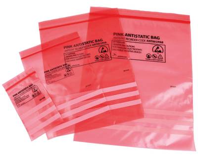 Antistatisk (ESD) påse med förslutning 76x127mm 100 st/fp *