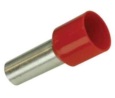 Isolerad ändhylsa 10mm²/12mm röd 100st/fp