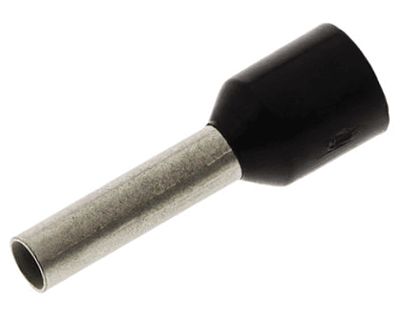 Isolerad ändhylsa 1,5mm²/10mm svart 100 st/fp