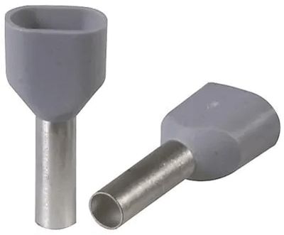 Isolerad ändhylsa 2x0,75mm²/10mm grå 200st/fp