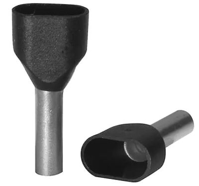 Isolerad ändhylsa 2x1,5mm²/12mm svart 200 st/fp
