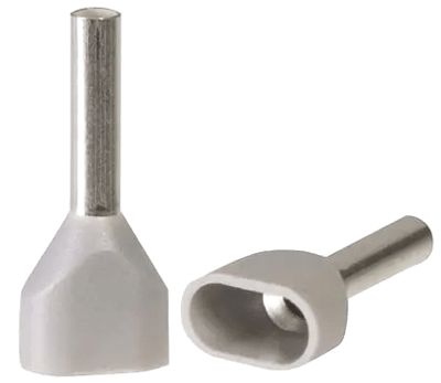 Isolerad ändhylsa 2x0,75mm²/10mm vit 200st/fp