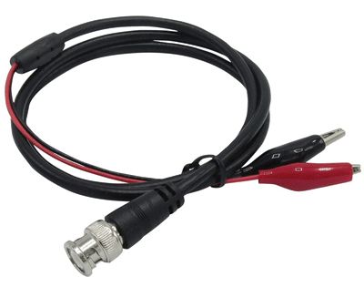 BNC-mätningskabel med gäddkäkklämmor 1m