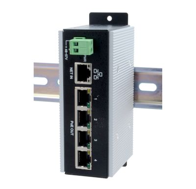 5-portars lokalnätverksswitch för DIN-skena 4xPoE 10Mb/100Mb/1000Mb