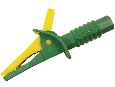 Gäddkäkskontakt 4mm säkerhetsbanankontakt Cat II 1000V gulgrön (FCR7925)