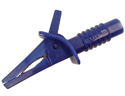 Gäddklämma 4mm säkerhetsbanankontakt Cat II 1000V blå (FCR7943)