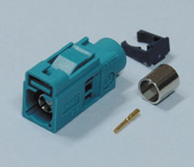 FAKRA-förlängningskontakt pressbar RG-174U (Z turkos)