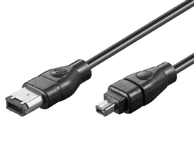 FireWire-anslutningskabel 6/4-polig svart 4,5m