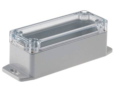 Plastlåda med monteringsvinklar 90x35x35mm grått/klart lock IP65