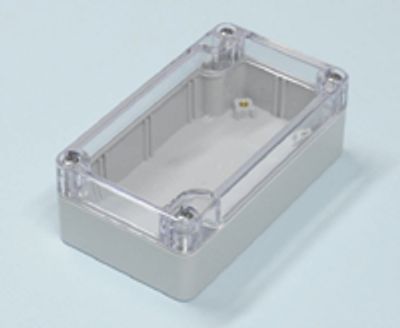 Plastlåda 115x65x40mm grå/transparent lock IP65