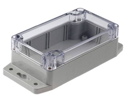 Plastlåda med monteringsvinklar 115x65x40mm grått/klart lock IP65