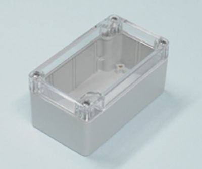 Plastlåda 115x65x55mm grå/transparent lock IP65