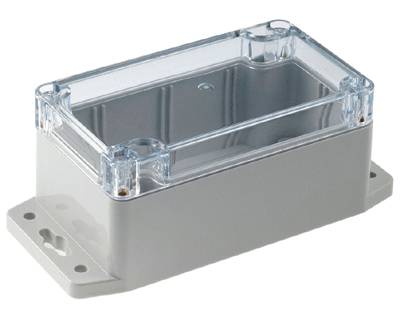 Plastlåda med monteringsvinklar 115x65x55mm grått/klart lock IP65