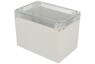 Plastlåda 120x80x85mm grå/transparent lock IP65