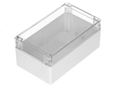 Plastlåda 200x120x90mm grå/transparent lock IP65