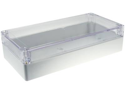 Plastlåda 240x120x60mm grå/transparent lock IP65