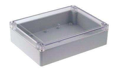 Plastlåda 200x150x55mm grått/klart lock IP65