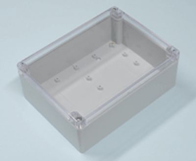 Plastlåda 200x150x75mm grå/transparent lock IP65