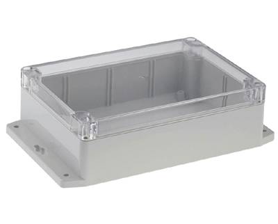 Plastlåda med monteringsvinklar 171x121x55mm grått/klart lock IP65