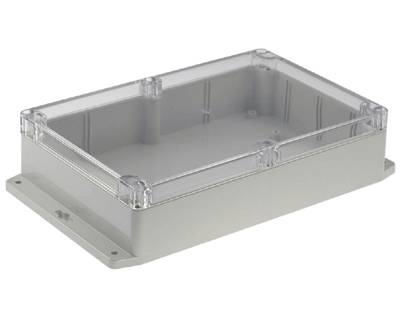 Plastlåda med monteringsvinklar 222x146x55mm grått/klart lock IP65