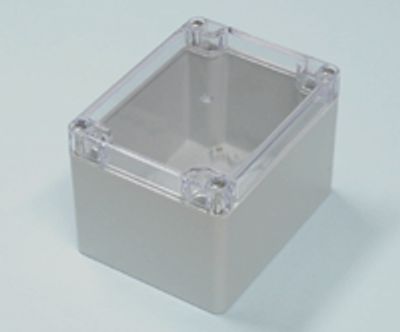 Plastlåda 115x90x80mm grå/transparent lock IP65