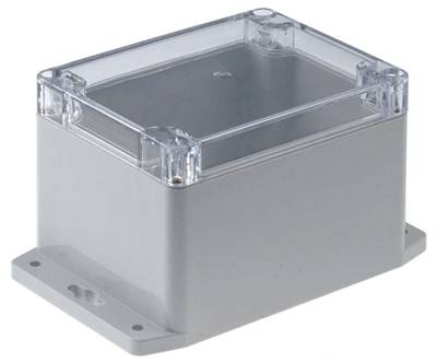 Plastlåda med monteringsvinklar 115x90x80mm grått/klart lock IP65