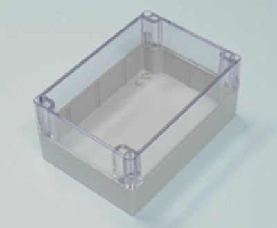 Plastlåda 171x121x80mm grå/transparent lock IP65