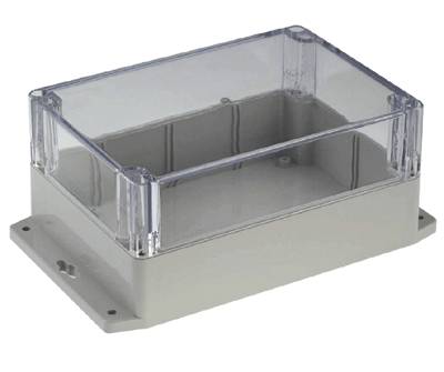 Plastlåda med monteringsvinklar 171x121x80mm grå / klar lock IP65