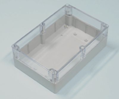 Plastlåda 222x146x75mm grå/transparent lock IP65