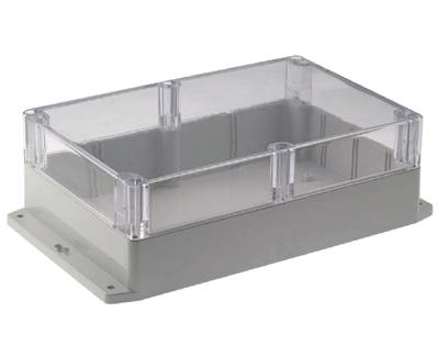 Plastlåda med monteringsvinklar 222x146x75mm grått/klart lock IP65