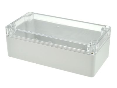 Plastlåda 160x80x55mm grå/transparent lock IP65