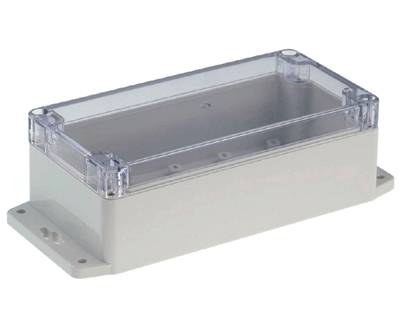 Plastlåda med monteringsvinklar 160x80x55mm grått/klart lock IP65