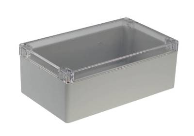 Plastlåda 200x120x75mm grå/transparent lock IP65