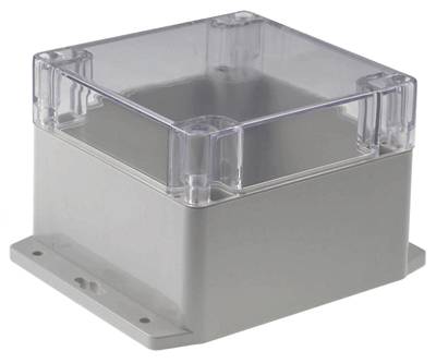 Plastlåda med monteringsvinklar 120x120x90mm grått/klart lock IP65