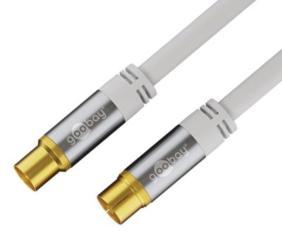 IEC-antennkabel 75 ohm förgylld vit 1m