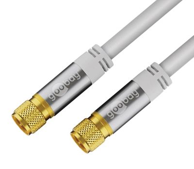 F-anslutningskabel 75 ohm förgylld vit 5m