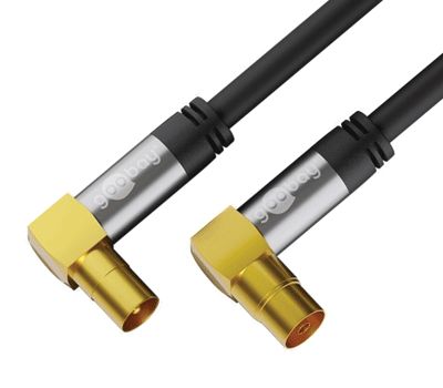 IEC-antennkabel vinklad modell 75 ohm förgylld svart 5m