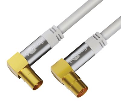 IEC-antennkabel vinklad modell 75 ohm förgylld vit 5m