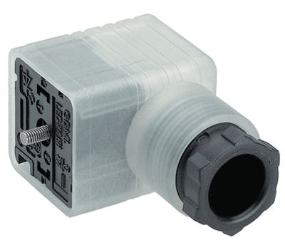 Ventilkontakt A-serien med LED-indikator 2+1-polig 230Vac/dc M16 vit