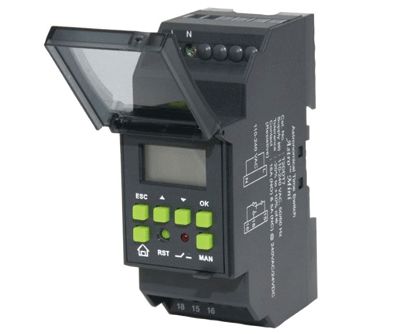 Digital timer för DIN-skena 12Vdc 16A