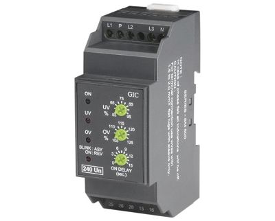 Spänningsövervakningsrelä för DIN-skena 240Vac (1-fas/3-fas)