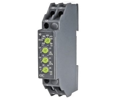 Spänningsövervakningsrelä för DIN-skena 208-480Vac (3-fas)