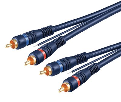 RCA ljudanslutningskabel med triggerkabel blå 5m