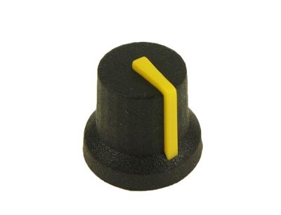 Plastknopp 6mm/16mm svart/gul