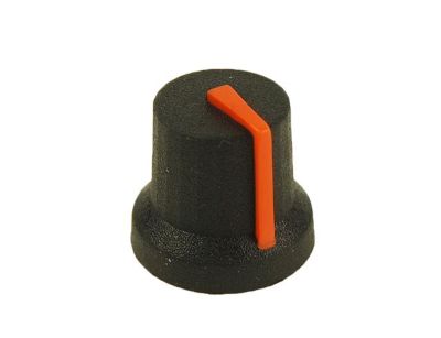 Plastknopp 6mm/16mm svart/orange