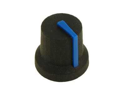 Plastknopp 6mm/16mm svart/blå