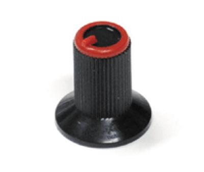 Plastknopp 6mm/17,8mm svart/röd