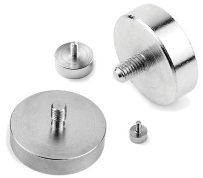 Permanentmagnet med gängstift Neodymium N42 48x11,5mm/M8